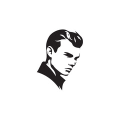 Black Vector Illustration of a Handsome Man in Clean Minimal Line Art Style on White Background