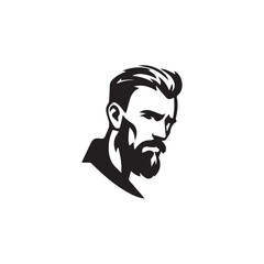 Black Vector Illustration of a Handsome Man in Clean Minimal Line Art Style on White Background