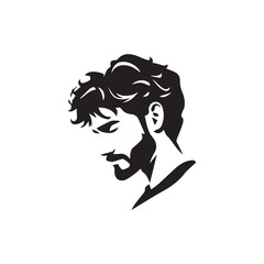 Black Vector Illustration of a Handsome Man in Clean Minimal Line Art Style on White Background