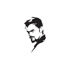 Black Vector Illustration of a Handsome Man in Clean Minimal Line Art Style on White Background