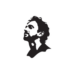 Black Vector Illustration of a Handsome Man in Clean Minimal Line Art Style on White Background