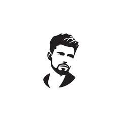 Black Vector Illustration of a Handsome Man in Clean Minimal Line Art Style on White Background
