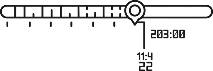 Timeline slider with timecode and duration in digital style