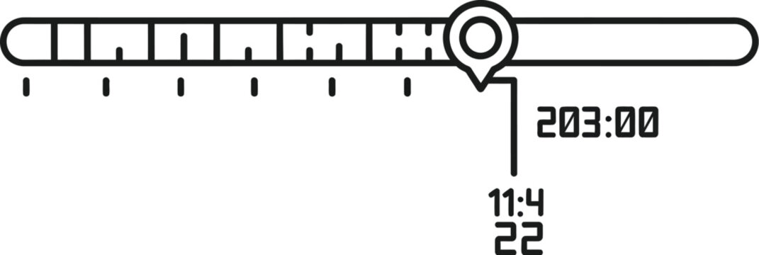 Timeline slider with timecode and duration in digital style