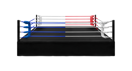Empty boxing ring isolated on white background