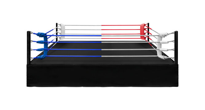 Empty boxing ring isolated on white background