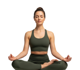Woman meditating in lotus pose transparent background cutout png