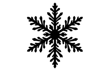 Detailed Black Snowflake Silhouette &ndash; Winter Decorative Snow Crystal Icon