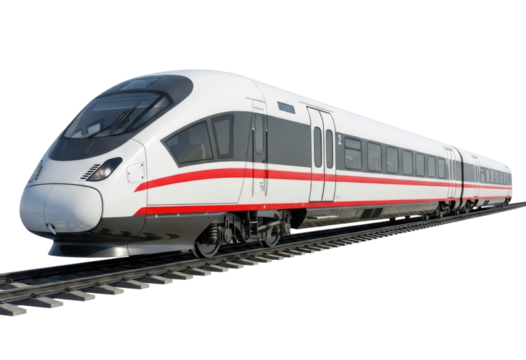 High speed train on tracks transparent background cutout png