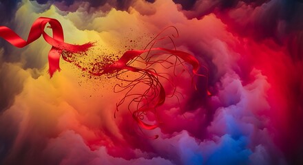 Vibrant Ribbon of Hope A Symbol of Support and Awareness Against Diseases in Colorful Skies