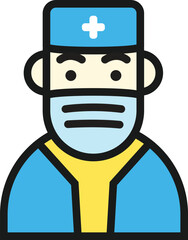 Medical Professional Vector Illustration of a Doctor with Mask and Scrub Cap in Healthcare