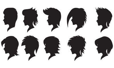 Hairstyle Silhouette Vector Set – Modern Haircut Icons for Men and Women Profile Designs