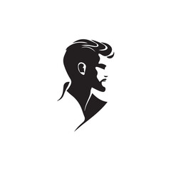 Black Vector Illustration of a Handsome Man in Clean Minimal Line Art Style on White Background