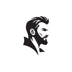 Black Vector Illustration of a Handsome Man in Clean Minimal Line Art Style on White Background