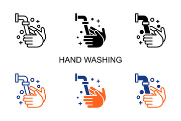 Hand Washing Icon Multi Style Vector Illustration