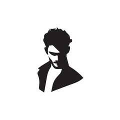 Black Vector Illustration of a Handsome Man in Clean Minimal Line Art Style on White Background