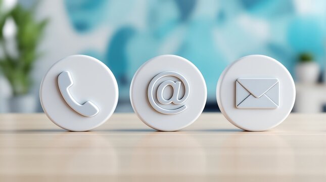 Contact us methods phone email and mail icons for communication and support information inquiry access