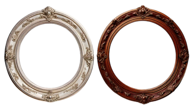 Wall Mirror Collection – Circular and Square-Edged Variations, isolated on transparent background