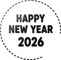 Happy new year 2026 sticker on a white background design