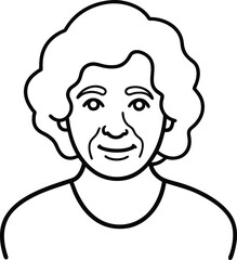 Elderly woman line art transparent background