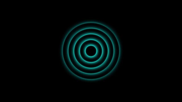 Concentric Teal Circles with Glowing Edges on animated Black Background abstract. Animated teal concentric circles with glowing edges creating dynamic interactive abstract visuals.