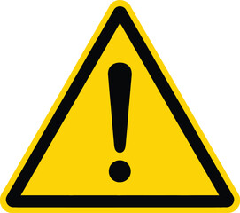 Warning sign with exclamation mark simple flat vector illustration isolated on white background
