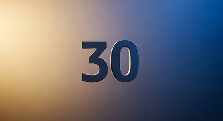 Prominent three-dimensional number thirty against a striking gradient background, signifying an important milestone, anniversary, or a special celebratory event, with elegant lighting effects