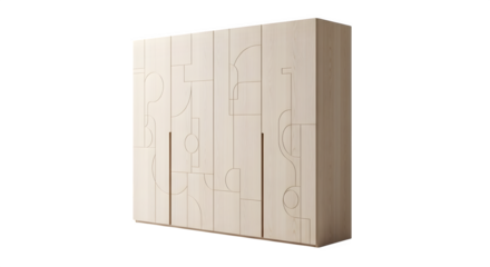 Modern wooden wall panel isolated on transparent background