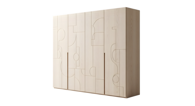 Modern wooden wall panel isolated on transparent background