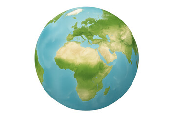 Fototapeta premium Earth planet showing europe, africa, and asia on a globe, representing global connection and geography on transparent background