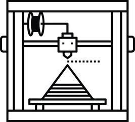 3D Printer Line Icon - Additive Manufacturing Vector Symbol