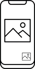 Smartphone Photo Gallery Line Icon - Mobile Picture Display Vector Symbol
