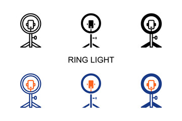 Ring Light  Icon Multi Style Vector Illustration