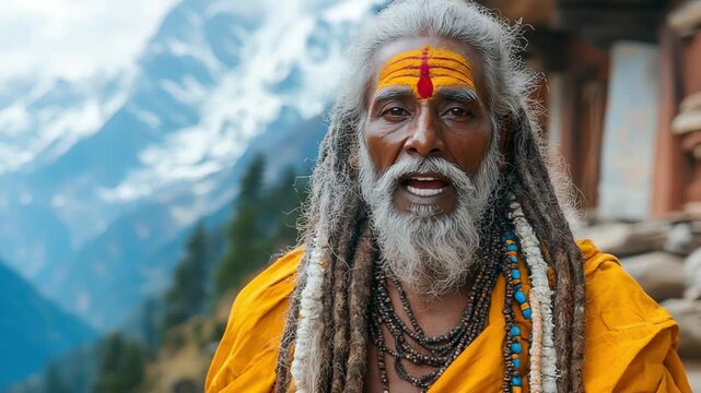 Himalayan Spiritual Portrait of an Elder Monk in Traditional Attire | Himalayan Culture Photography | Himalayan Spiritual Portrait, Himalayan ascetic lifestyle, indigenous spiritual heritage