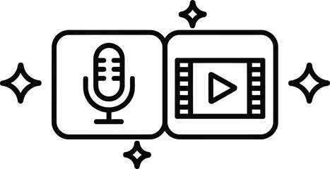 Podcast and Video Creation Icons illustration content