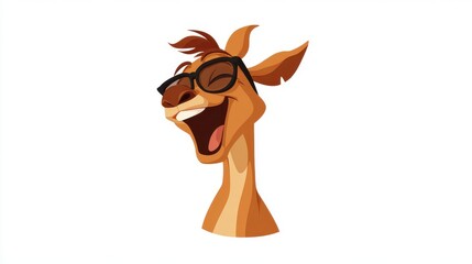 Obraz premium Laughing cartoon llama wearing eyeglasses