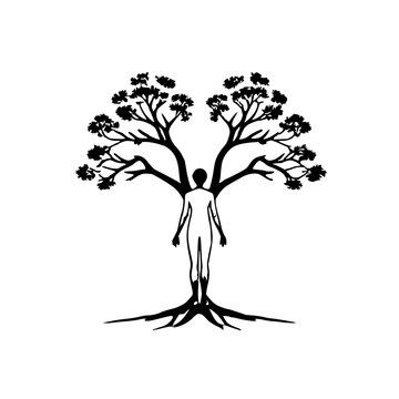 Symmetrical Black and White Illustration of a Huma