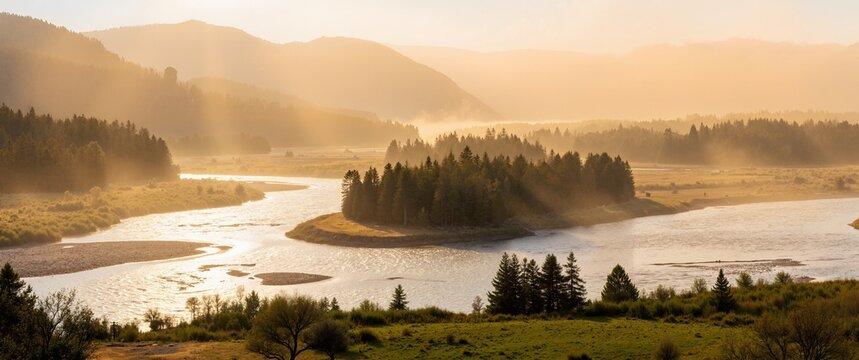 sunrise over the river