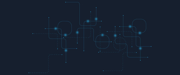 Abstract digital AI circuit board background with tech icons. Digital technology motherboard texture design. Engineering circuit board concept for poster, header, banner, website, presentation