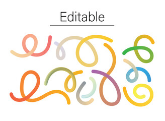 Wave Line shapes | Abstract Line pattern | Doodle swirl color line bundle