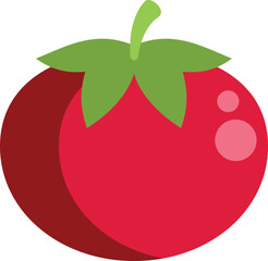 Red tomato with green leaves is lying on a white background