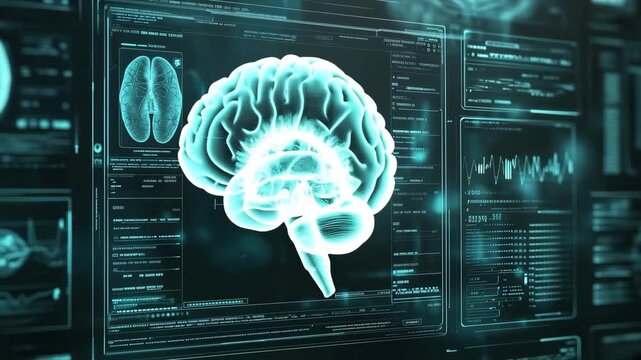 Modern technology is revealing brain activity using neural imaging and data visualization methods in a lab setting - Powered by Adobe