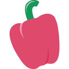 Single Pink Bell Pepper With Green Stem Isolated On Transparent Background Healthy Food And Ingredient For Cooking And Eating