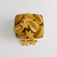 Star Fruit Basket Slices Top Down