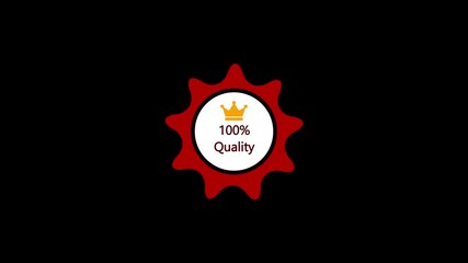 100 percent quality Badge symbol. Motion graphics.