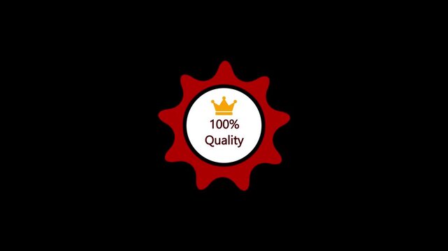 100 percent quality Badge symbol. Motion graphics.