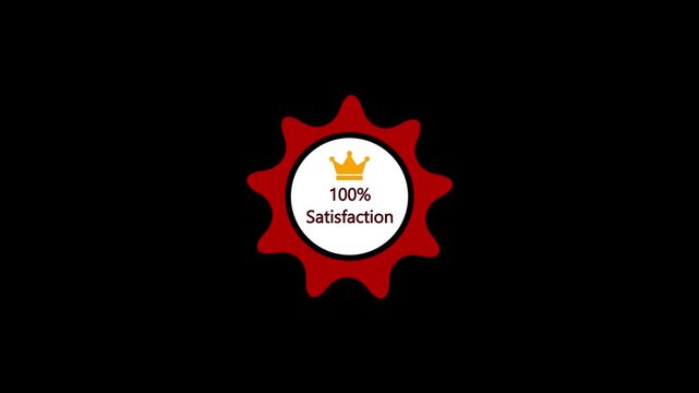 100 percent satisfaction Badge symbol. Motion graphics.