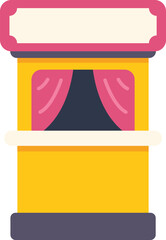 Obraz premium Colorful ticket booth with curtains and empty sign, ideal for amusement parks, circuses, or theaters