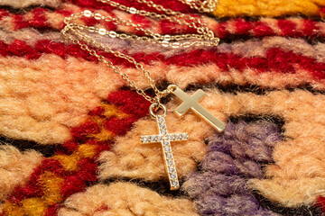 The cross-shaped necklace is a perfectly designed accessory.