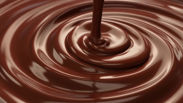 A slow-motion cascade of velvety roasted hazelnut chocolate pours into a mesmerizing, glossy swirl of pure indulgence
